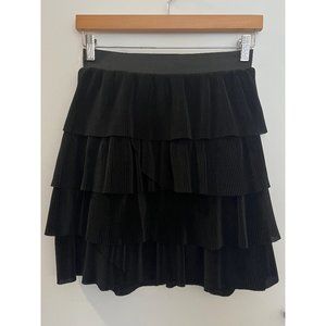NWT H&M Tiered Ruffled Black Mini Skirt Elastic Waist (M)